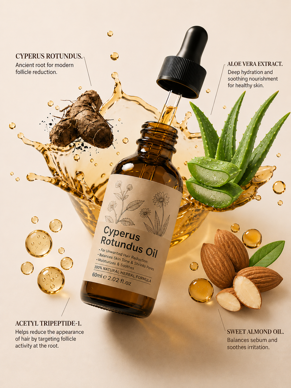 Cyperus Rotundus Body Oil with Almond Oil & Aloe Vera